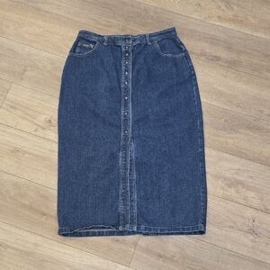 Retro 90's/Y2K Denim Button-Front Cotton Midi Skirt **Host Pick**
